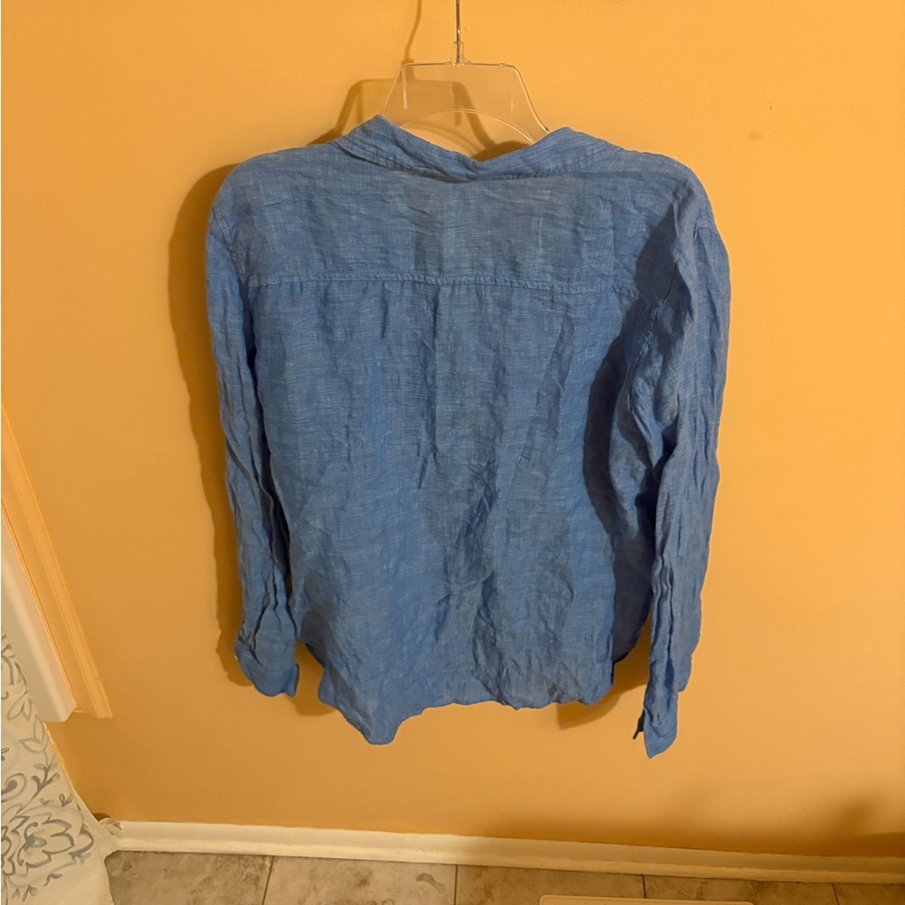 Lilly Pulitzer Sea View Button Down Linen Shirt in Blue - Picture 9 of 9